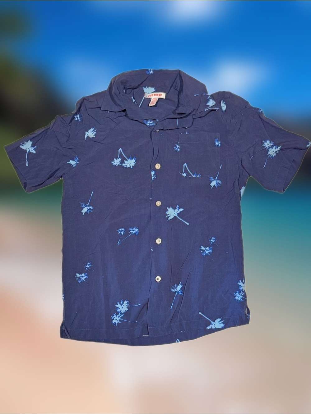 Joe Fresh Men’s XS Blue Floral Point Collar Button-Up Shirt Short Sleeve Regular